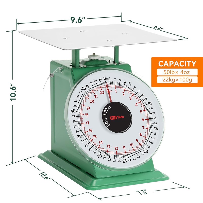 ta da 50lb Heavy Duty Mechanical Dial Kitchen and Food Scale with Stainless Steel Platform - Image 5